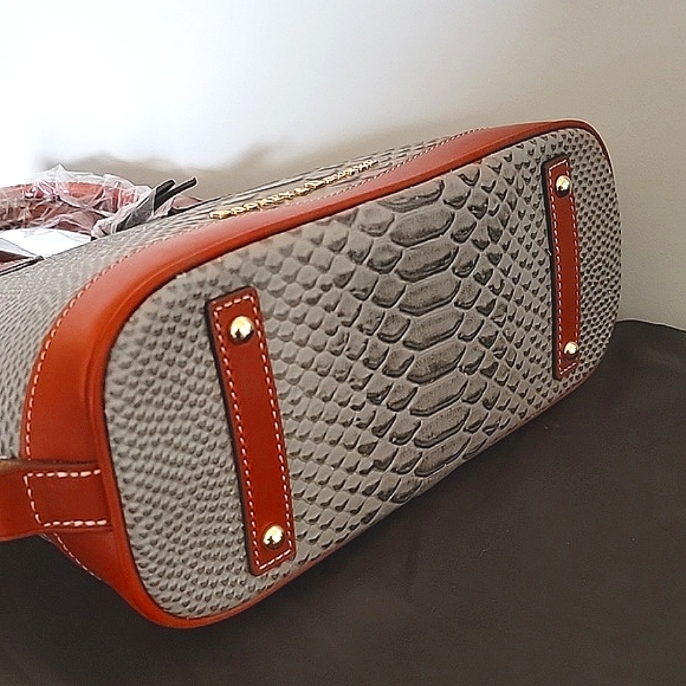 NWT Dooney and Bourke Caldwell Zip Zip Satchel Python embossed - Picture 3 of 7